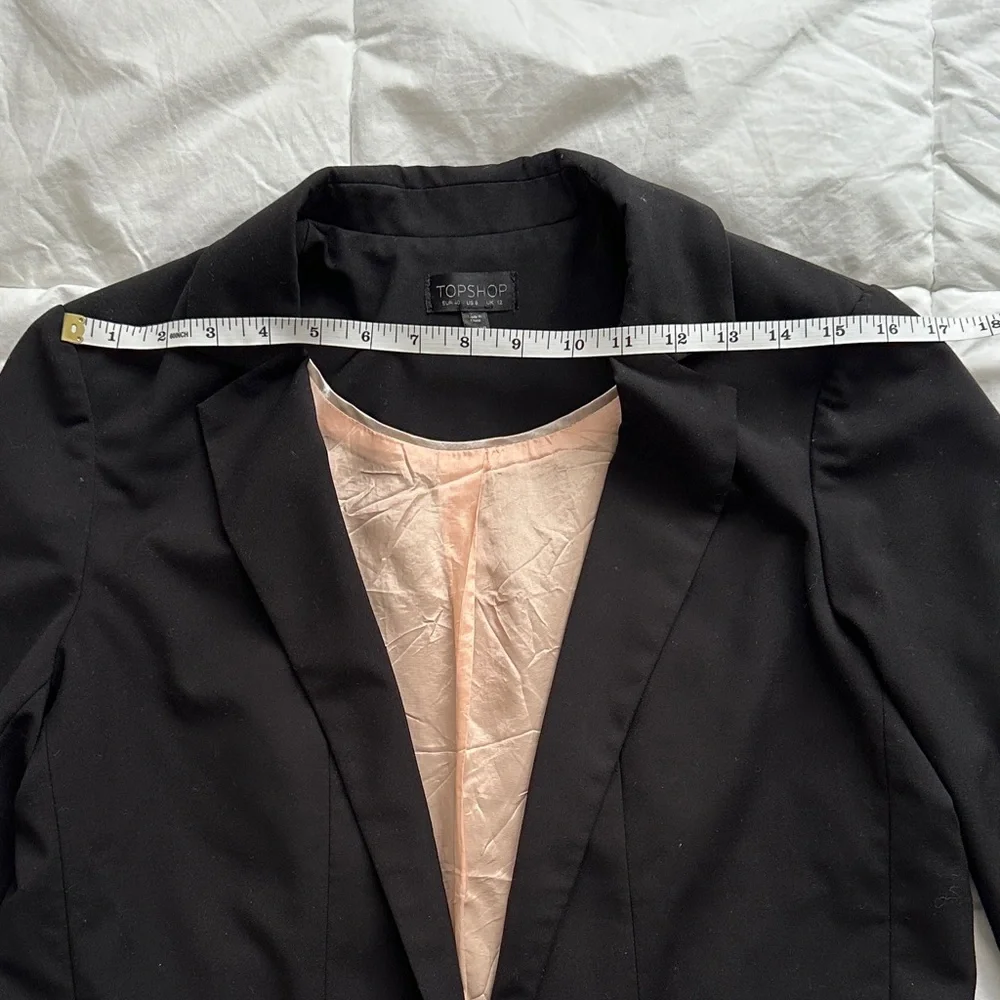 Topshop Black Tailored Blazer with Pale Pink Lining - Picture 3 of 9